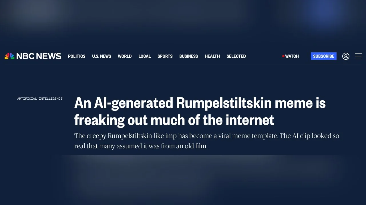 NBC News headline from 7 October 2026: the clip looked so real that many assumed it was from an old film.