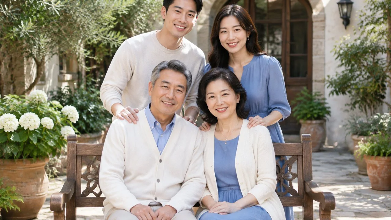 Example render of the family photo prompt, generated with GPT Image 2 for this article. All four people are original fictional adults; the prompt sets no ethnicity, so your own photo decides that.
