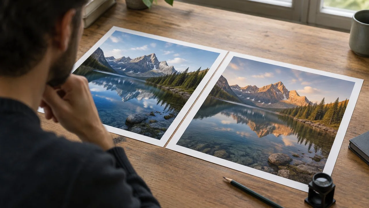Illustration: comparing two proofs of the same scene side by side is the only reliable way to choose between models for a specific brief.