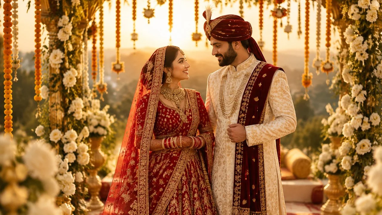Example render of the wedding prompt, generated with GPT Image 2 for this article. Both people are original fictional adults.