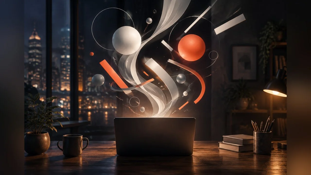 Illustration made for this article: animation code turning into a composed motion graphic. No real interface shown.
