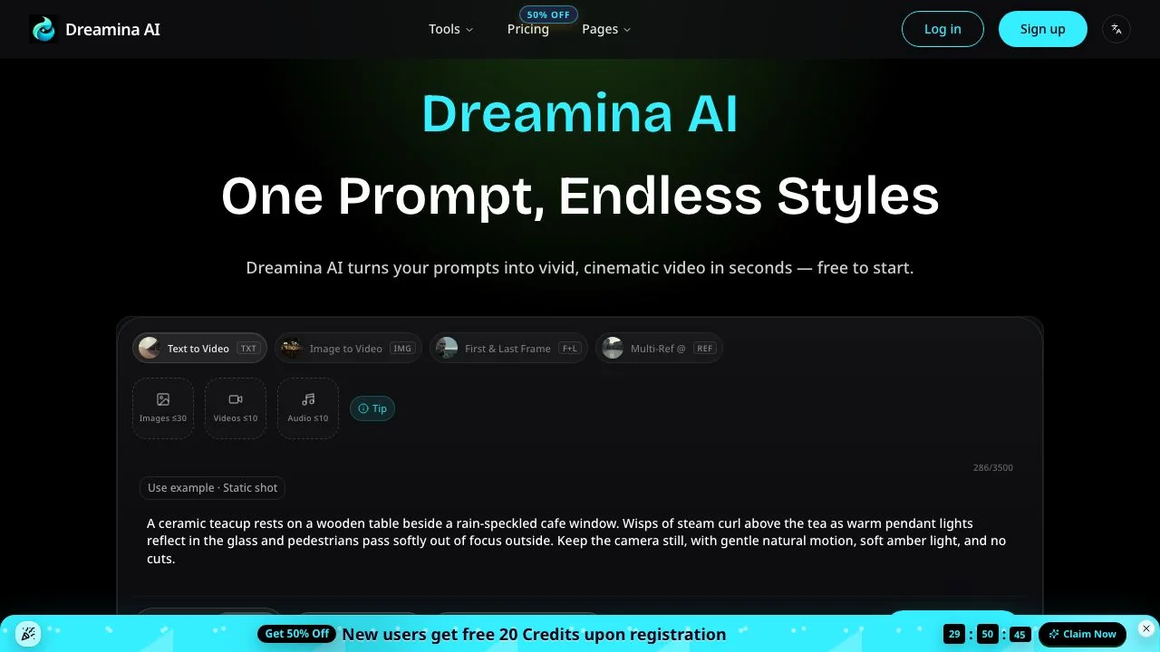 One of the look-alike sites that ranks for the brand name, with its own generator and promotion. It shares nothing with dreamina.capcut.com except the name.