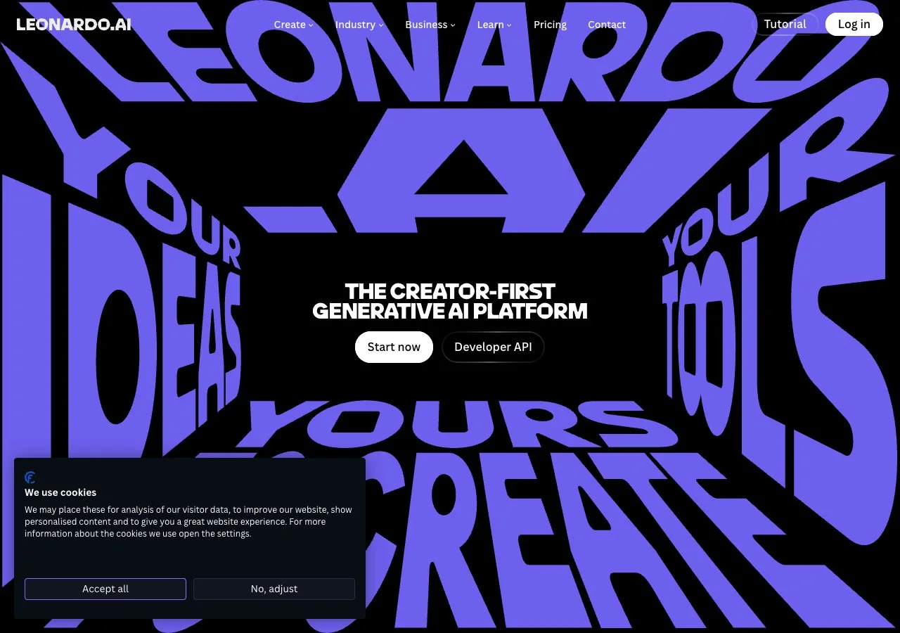 Leonardo.Ai's homepage, captured 15.10.2026: image, motion, editing and upscaling as the four headline capabilities.