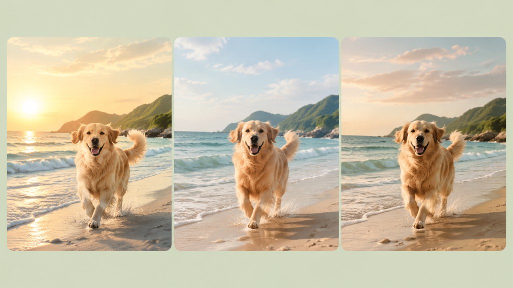 Result: three renders of the same photo