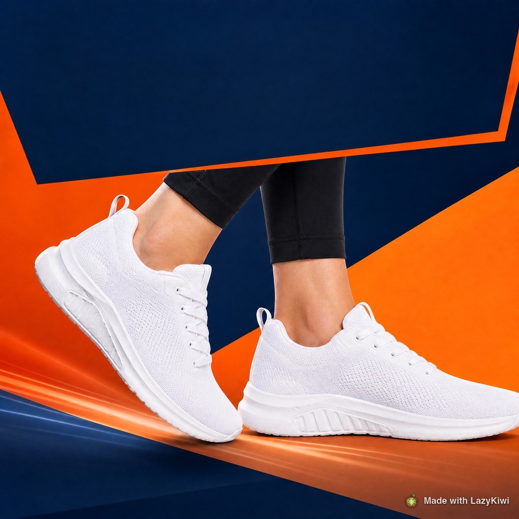 The one-brief test: sneaker photo in, launch poster out with the title area left blank, generated in LazyKiwi with the AI Poster Generator at 1:1 and 1K (GPT Image 2, 13 credits); watermark added.