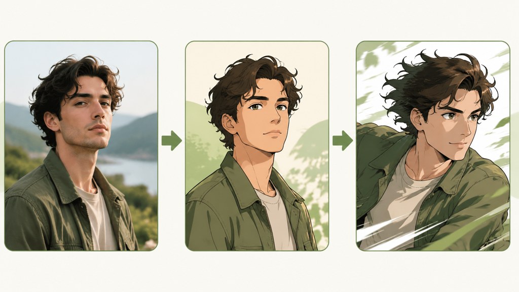 Workflow: photo, anime portrait, animated clip