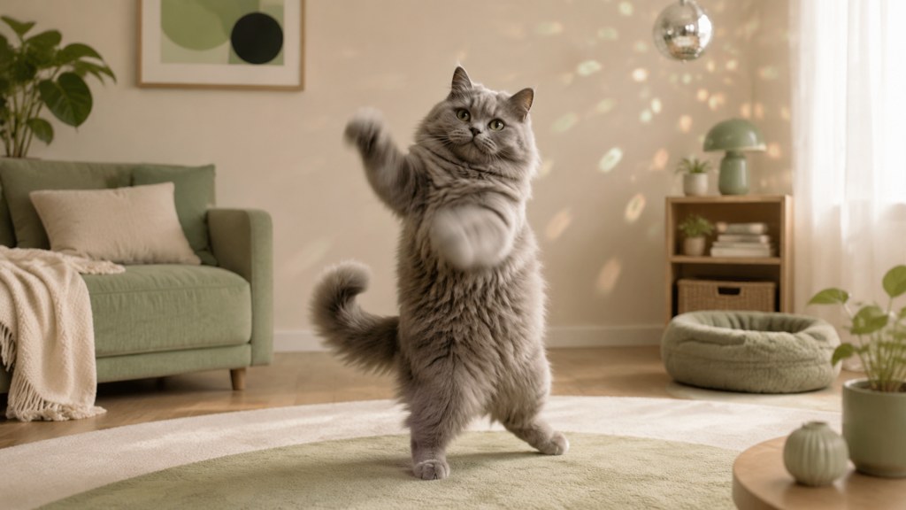 Result: a cat dance clip frame ready for TikTok