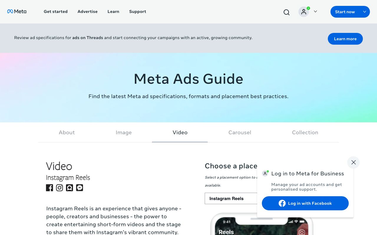 Meta's Instagram Reels specification page on 5 September 2026: 9:16, 1440 by 2560, MP4 or MOV, up to 15 minutes, 4 GB; the same figures Sprout Social's guide lists.