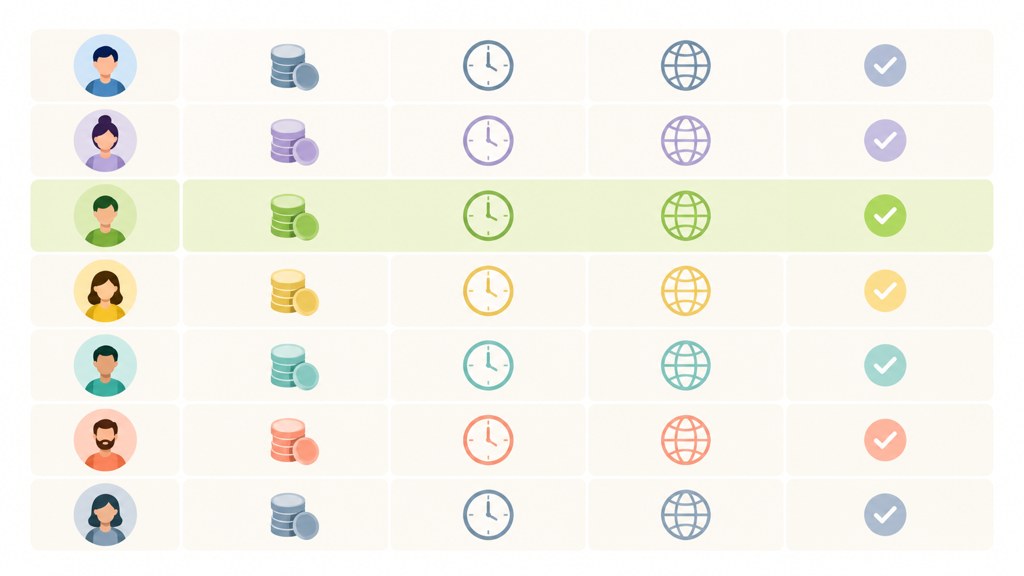 Comparison: price and feature grid