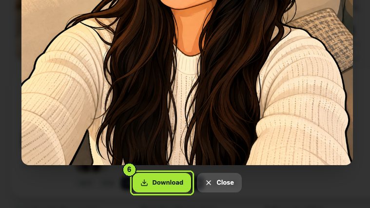 Step 6: The finished card lands in My Image; open it and use Download for the full-size file.