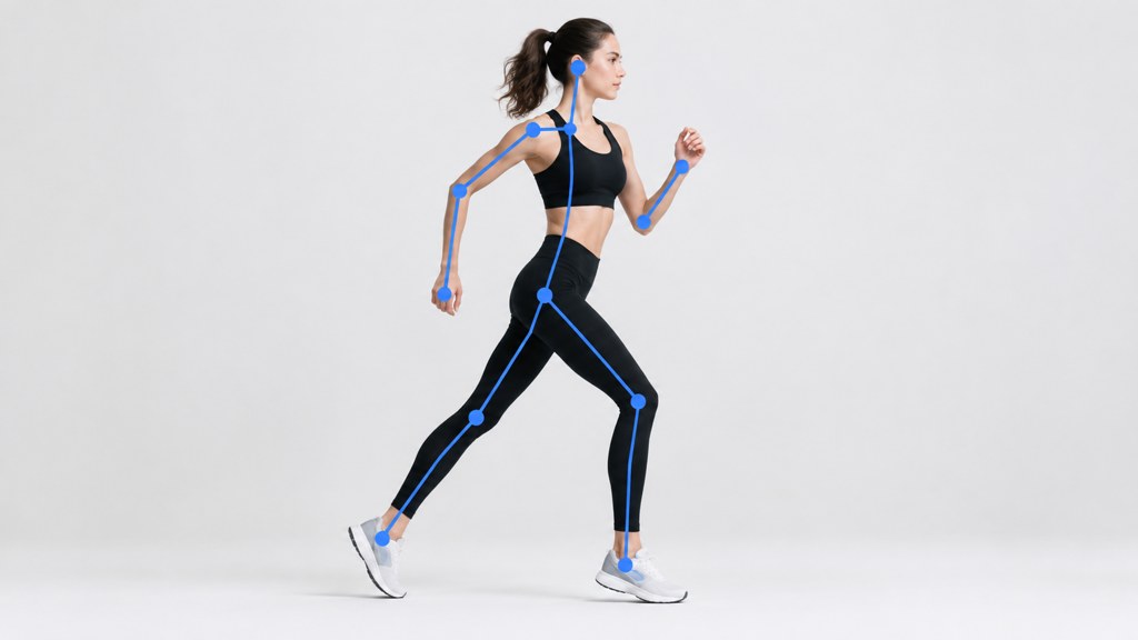 Joint angles marked as circles on a single figure. Elbows, knees and wrists clear of the outline are what make a frame worth copying.