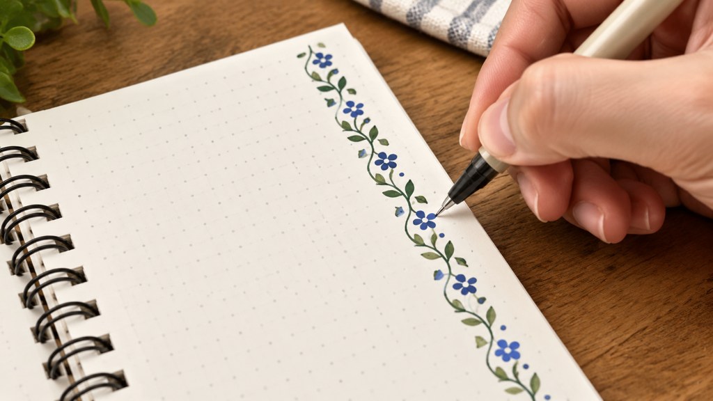A repeating border going down a notebook margin. The gap between units is doing more work than the units themselves.