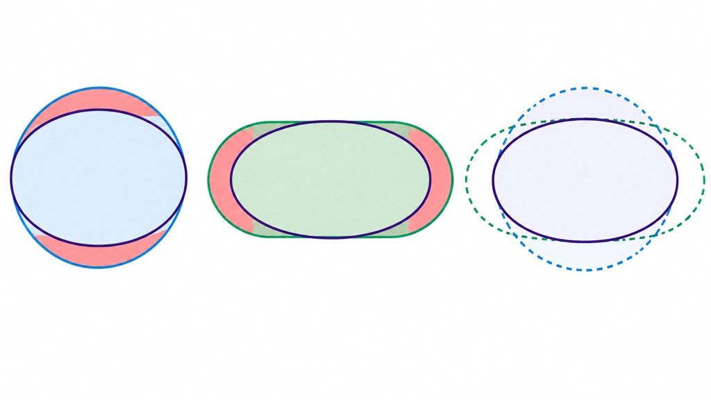 An oval outline laid over round and oblong. The overlap is exactly where most misdiagnoses happen.