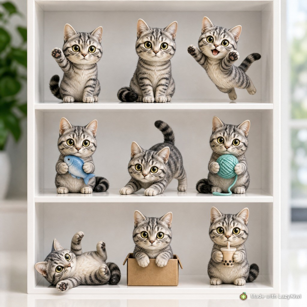 Second run from a photograph of a cat, same template and same 13 credits, showing how completely the template restyles whatever it is given.