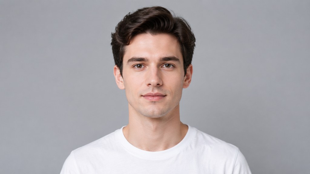 Head and shoulders against a soft grey background, which is what survives the circular crop at thumbnail size.