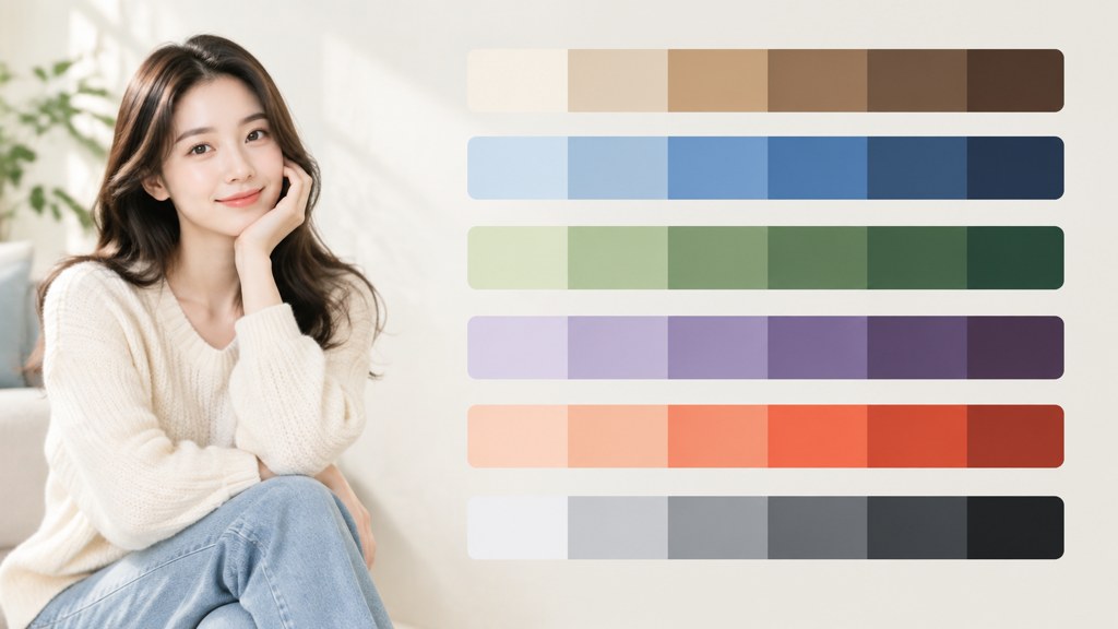 Six palette rows, each holding one dominant colour, one supporting tone and a single accent.