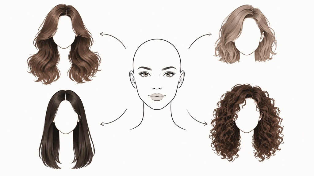 One face, four hair volumes. The cut is a decision about where to put width and where to take it away.