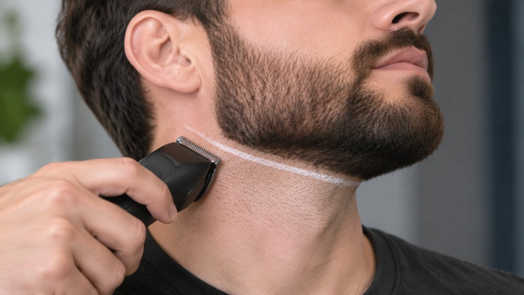 The neckline being set, two finger widths above the Adam's apple rather than along the jaw.