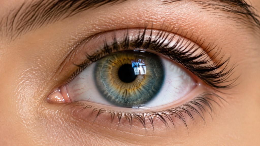 The catchlight: a single bright reflection in the eye, which is what tells a viewer where the light came from.
