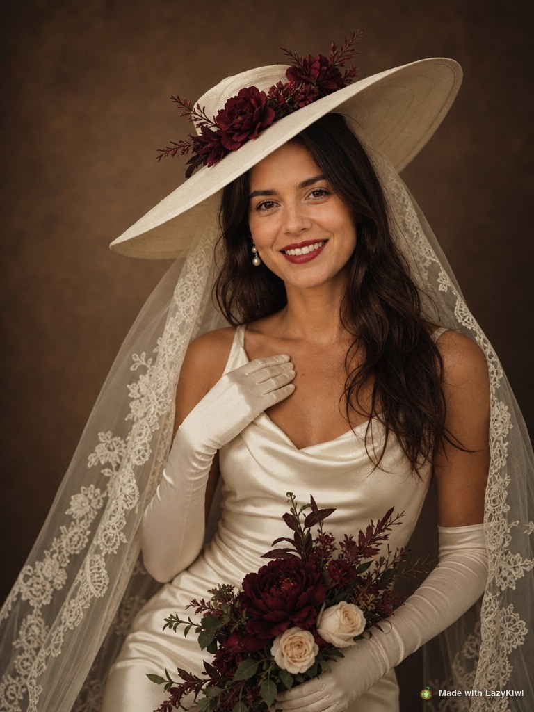 Second run, same settings, a couple photo as the input: the template returned a single styled bride (GPT Image 2, 3:4 at 1K, 13 credits). LazyKiwi watermark added.