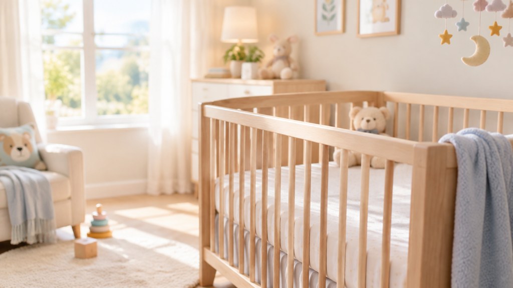 An empty crib in daylight. The most honest illustration this subject has, because the face is not there yet.