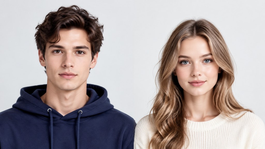 The alignment that matters most: two portraits sharing one eye-level guide.
