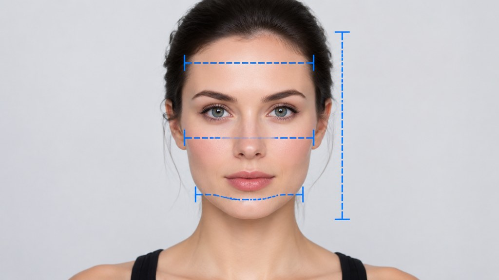 The four lines that decide the answer: forehead, cheekbones, jaw and total length, taken level and taken twice.