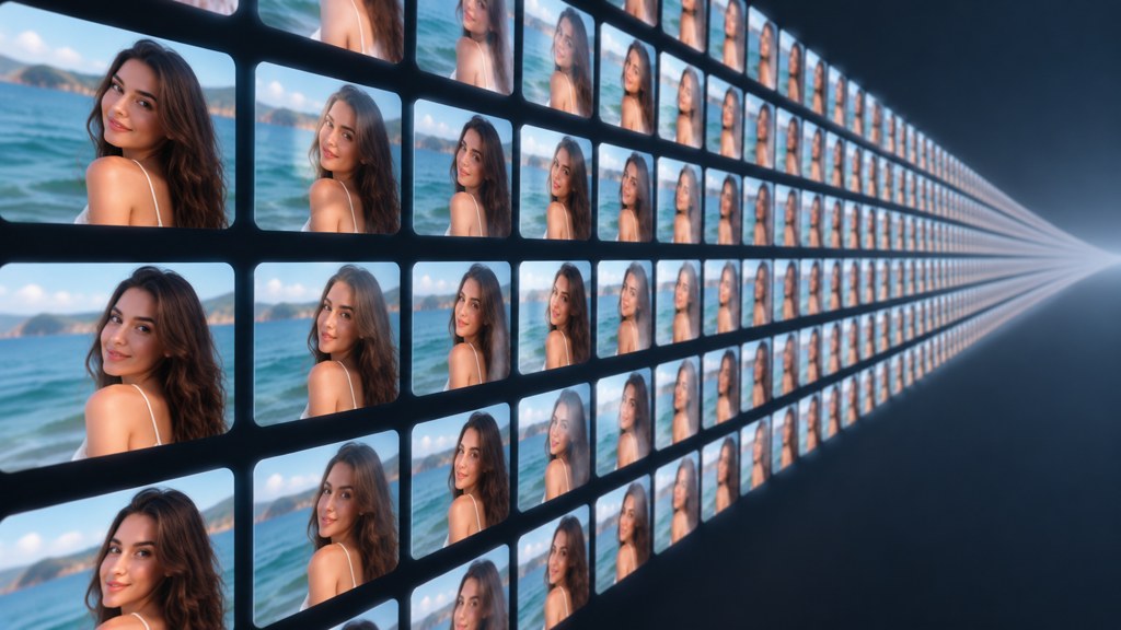 The visual definition: a feed of near-identical generated thumbnails receding into the distance.