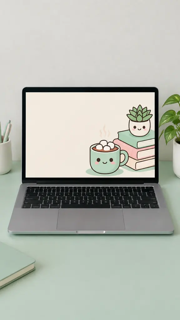 Kawaii desktop for a study setup