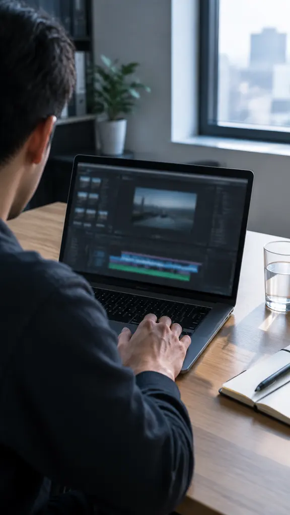 Working on a laptop, not a phone