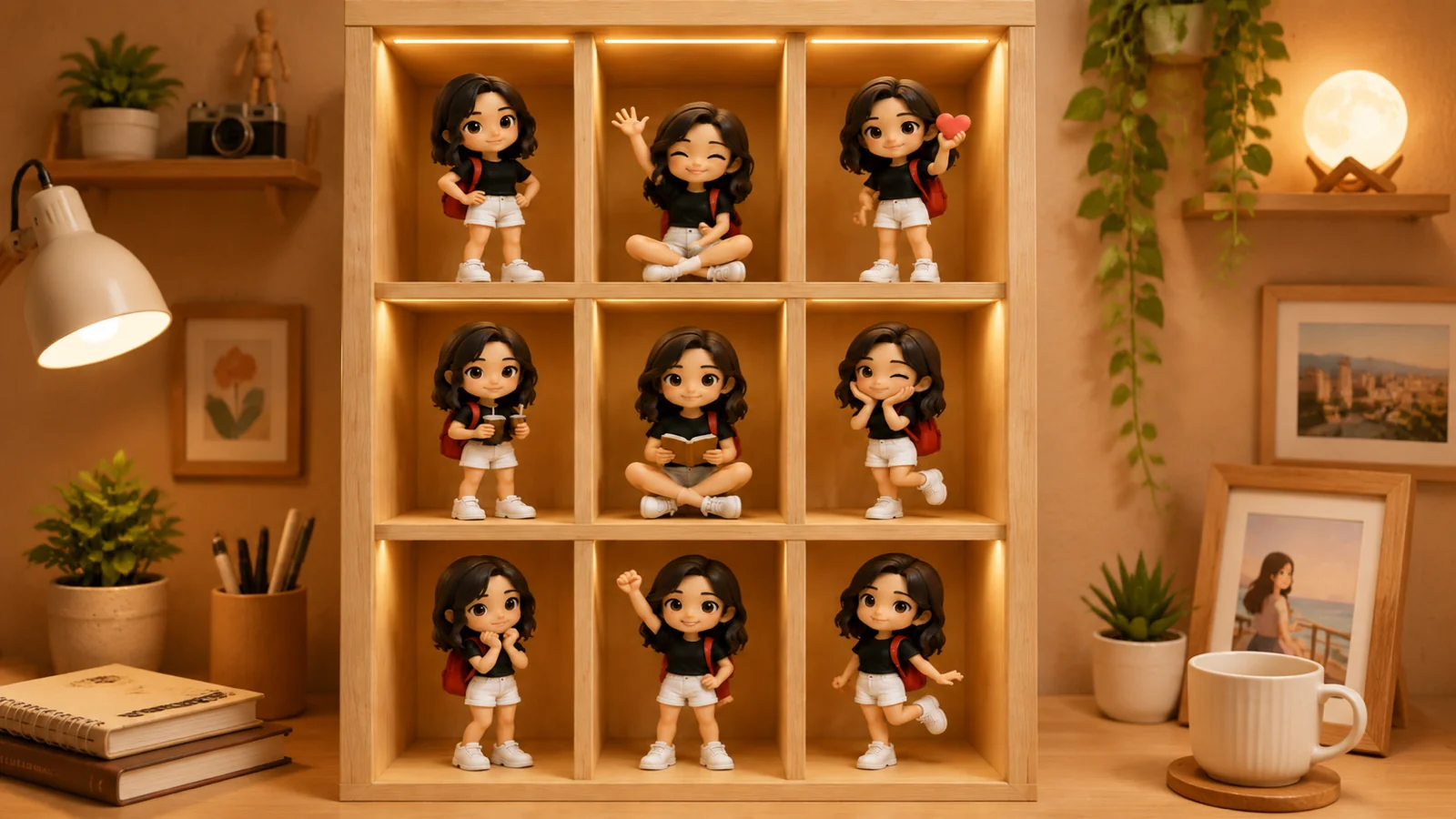 9-Grid Figurine Collection After