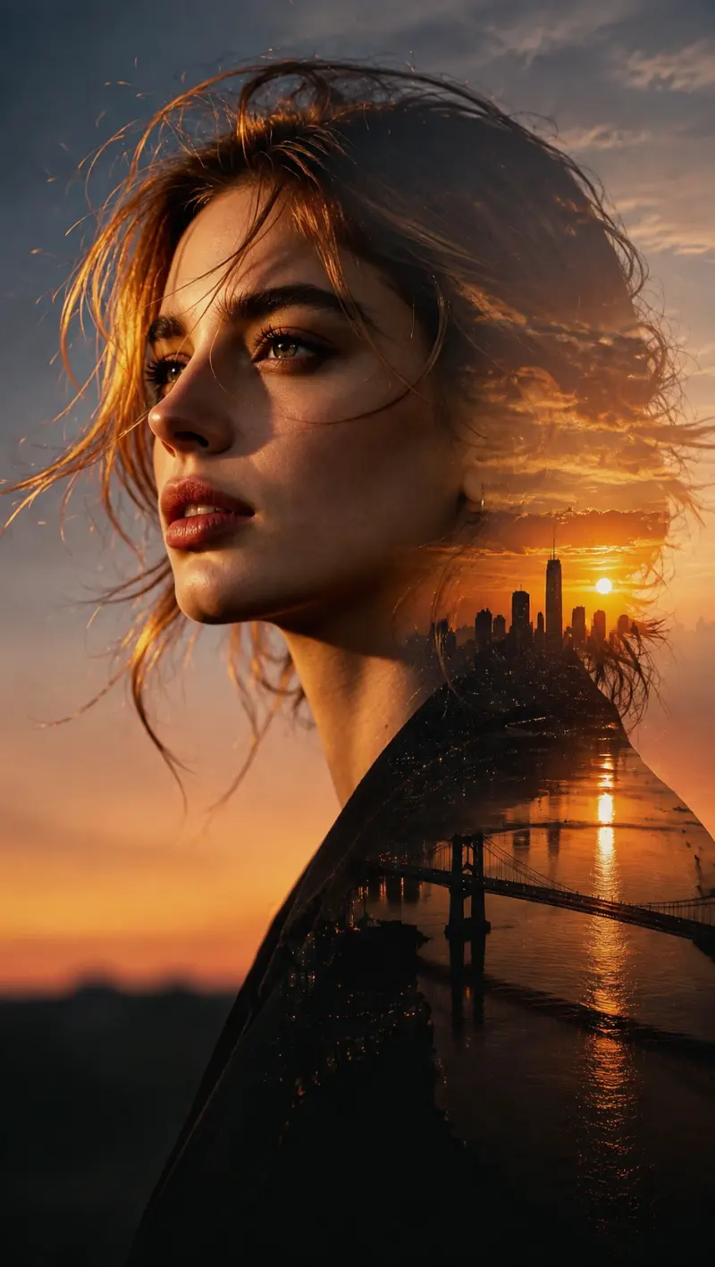 Double Exposure Fashion Portrait