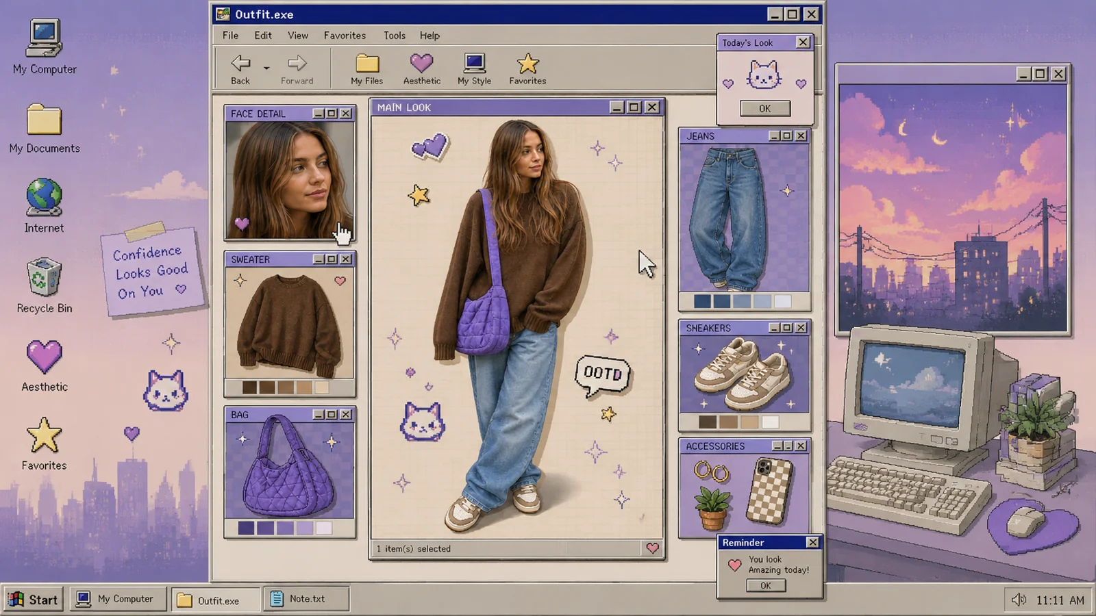 Retro Desktop Outfit Showcase After