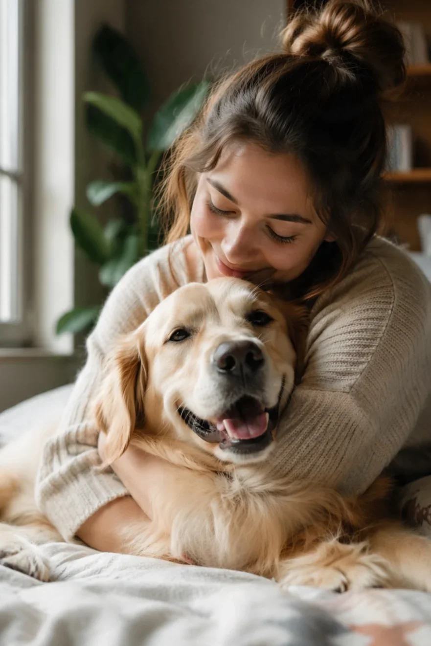 Pet and owner moment
