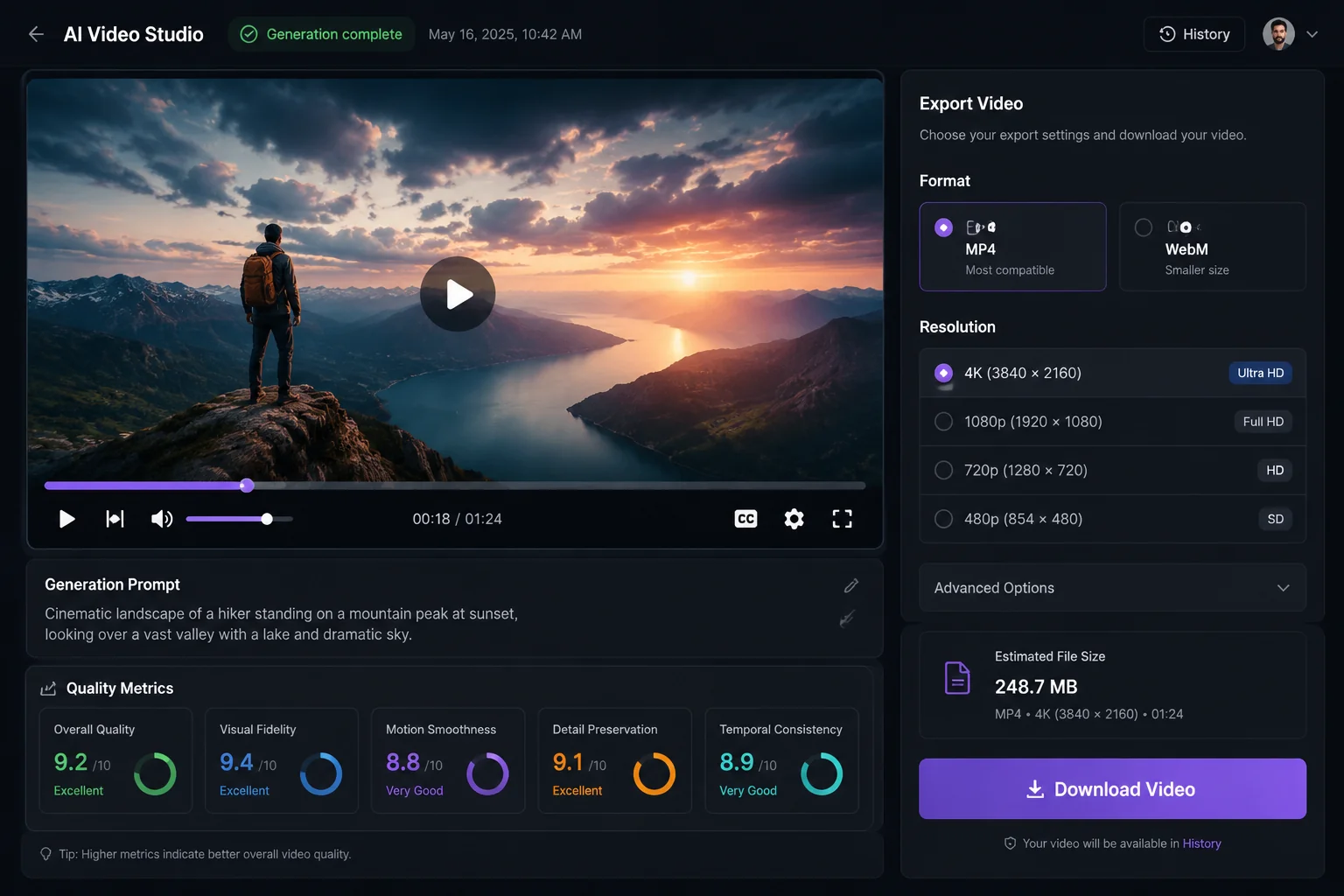 Generate and export your video