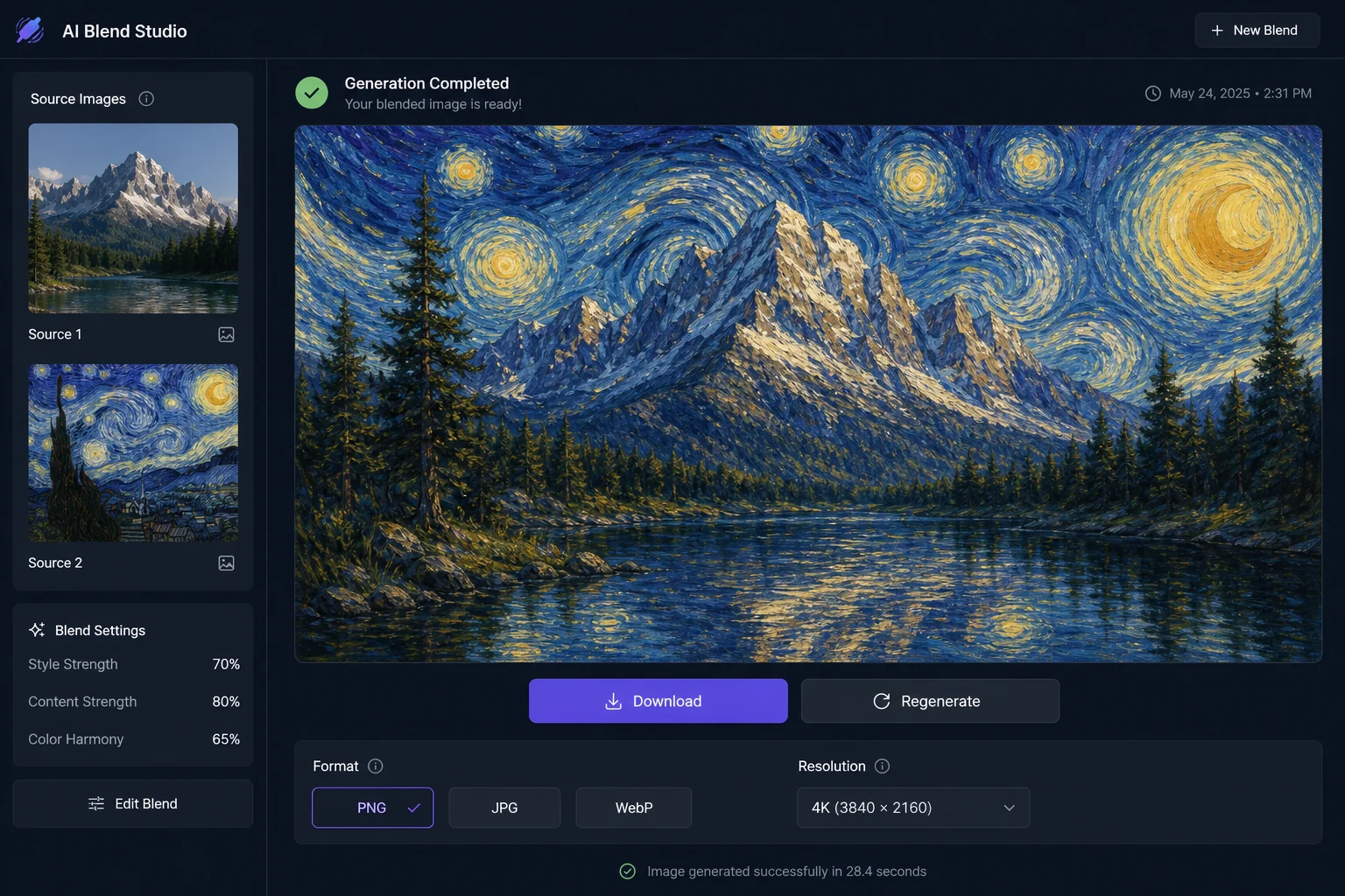 Generate and download your blend