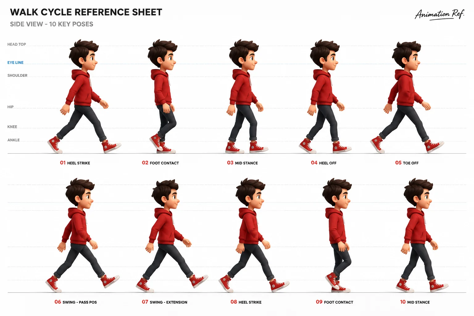 Animated character walk cycle