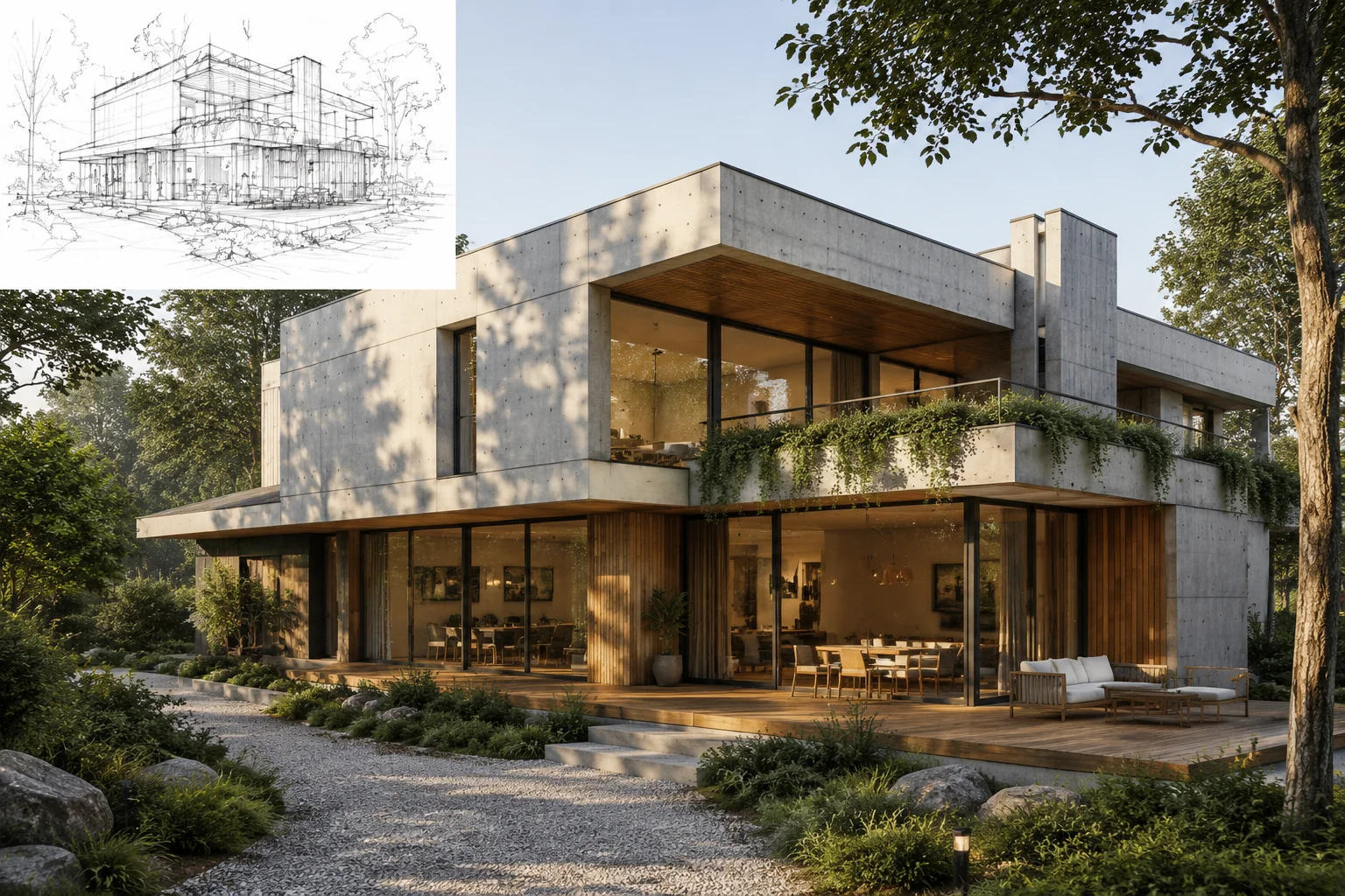 Architectural visualization from sketch
