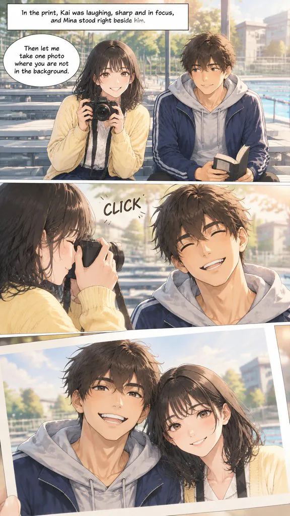 Out of Focus, page 5: A photography student keeps finding the same boy in her photos. He turns out to be hiding a much bigger secret.