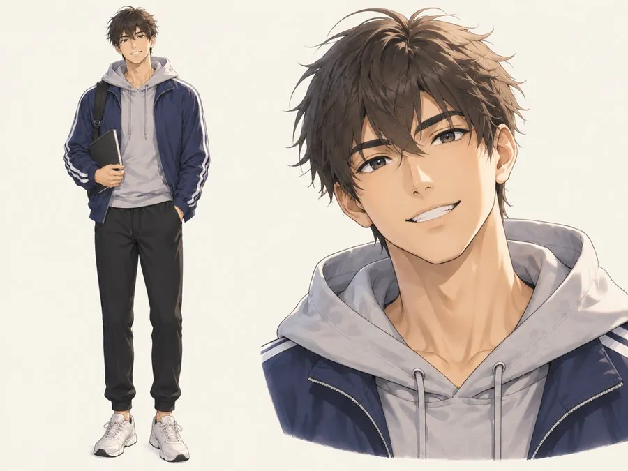 Character reference sheet: Kai Tanaka