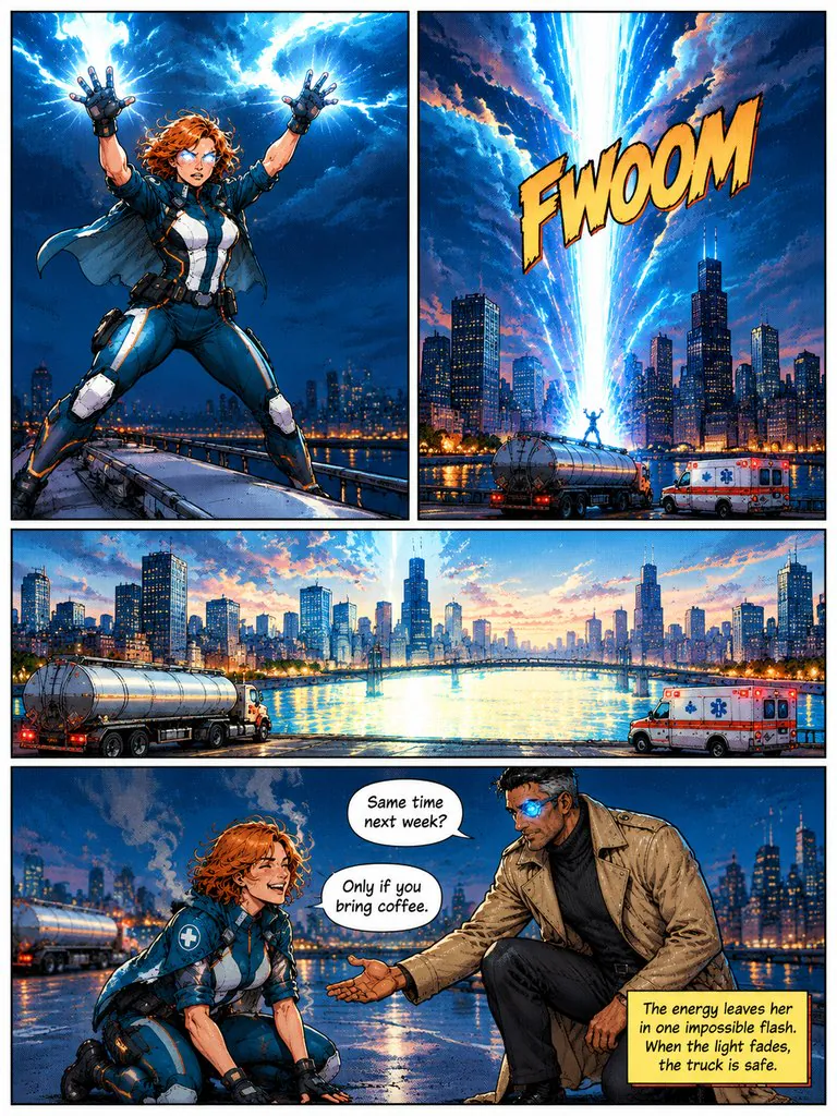Nova: Overload, page 4: A paramedic who absorbs impact has to stop a falling bridge — and find somewhere to put all that energy.