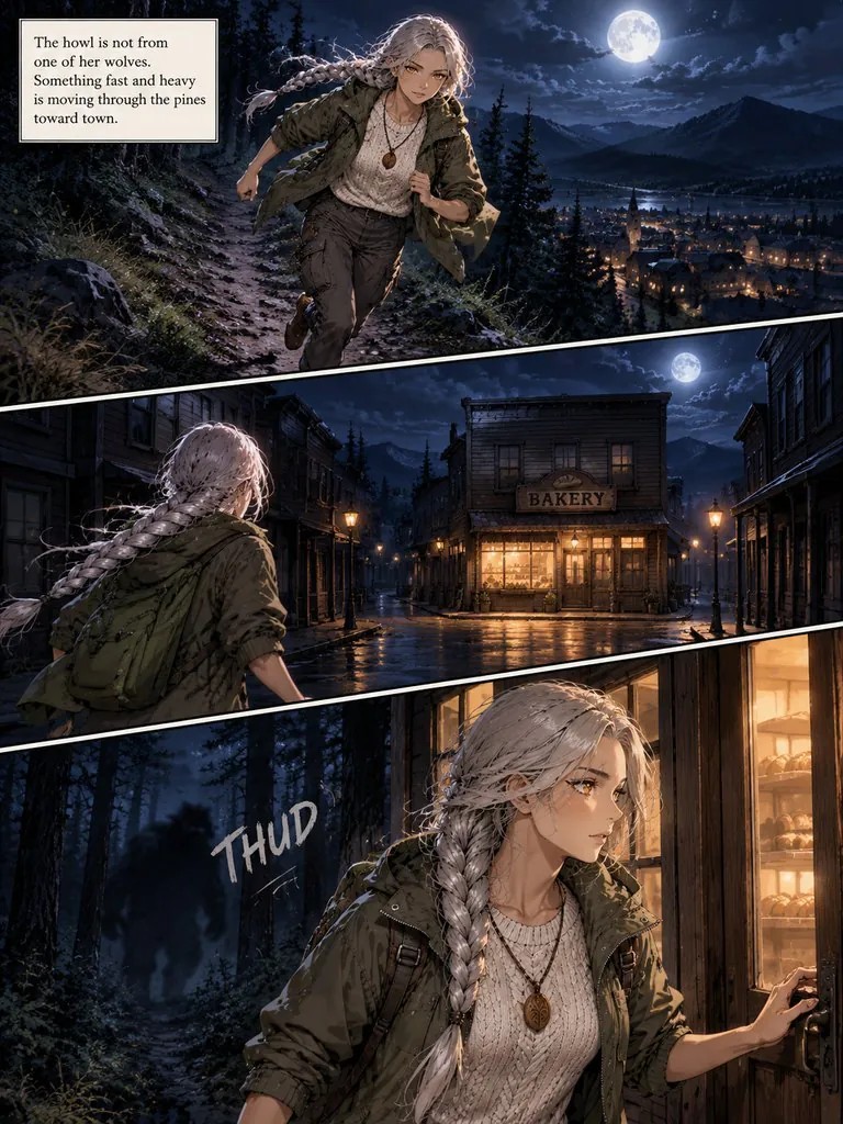 Guardians of Pine Hollow, page 2: A werewolf ranger and a vampire baker find out they guard the same mountain town on the night something worse comes out of the pines.