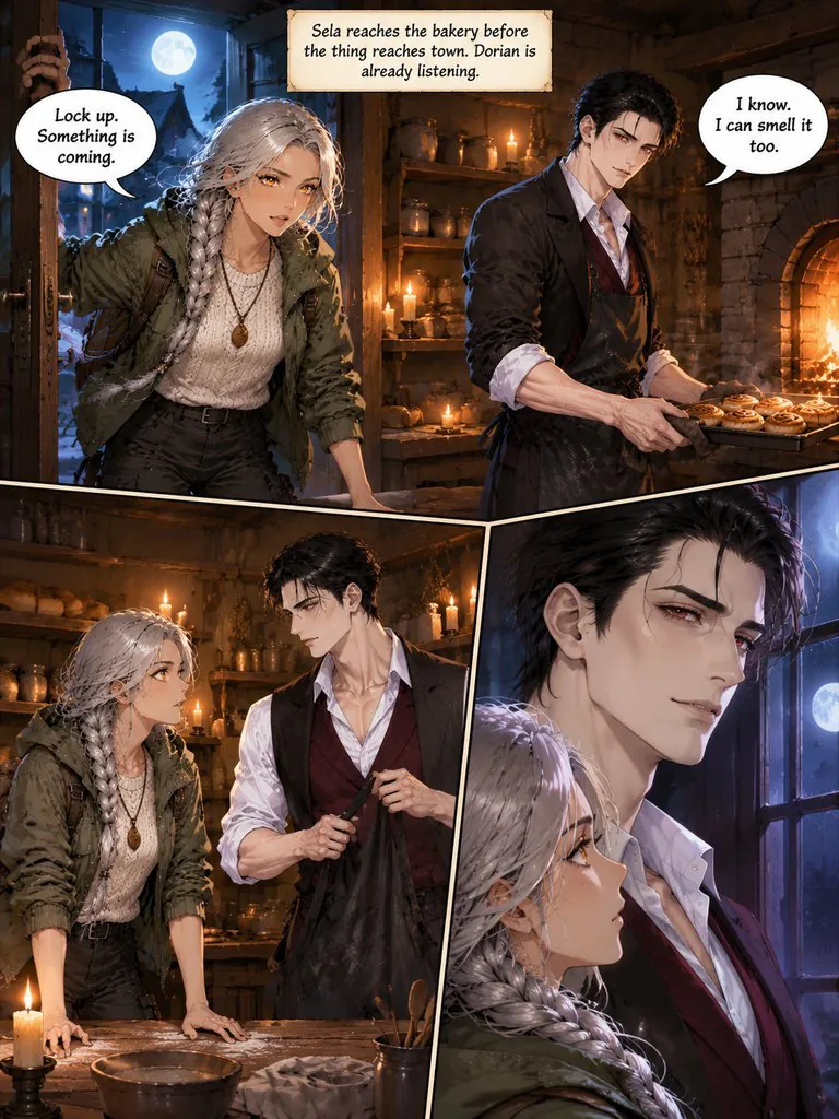 Guardians of Pine Hollow, page 3: A werewolf ranger and a vampire baker find out they guard the same mountain town on the night something worse comes out of the pines.