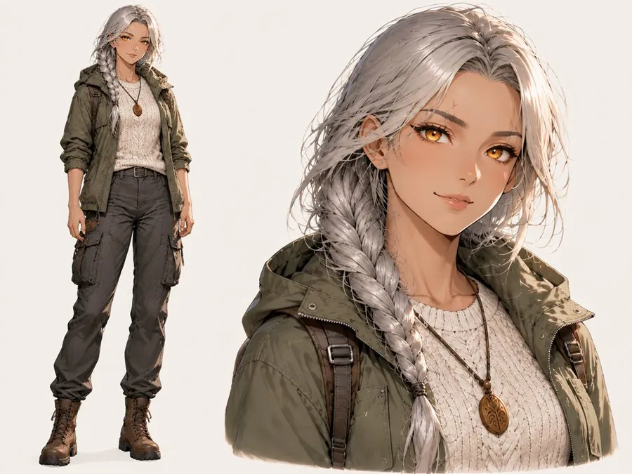 Character reference sheet: Sela Moonfang