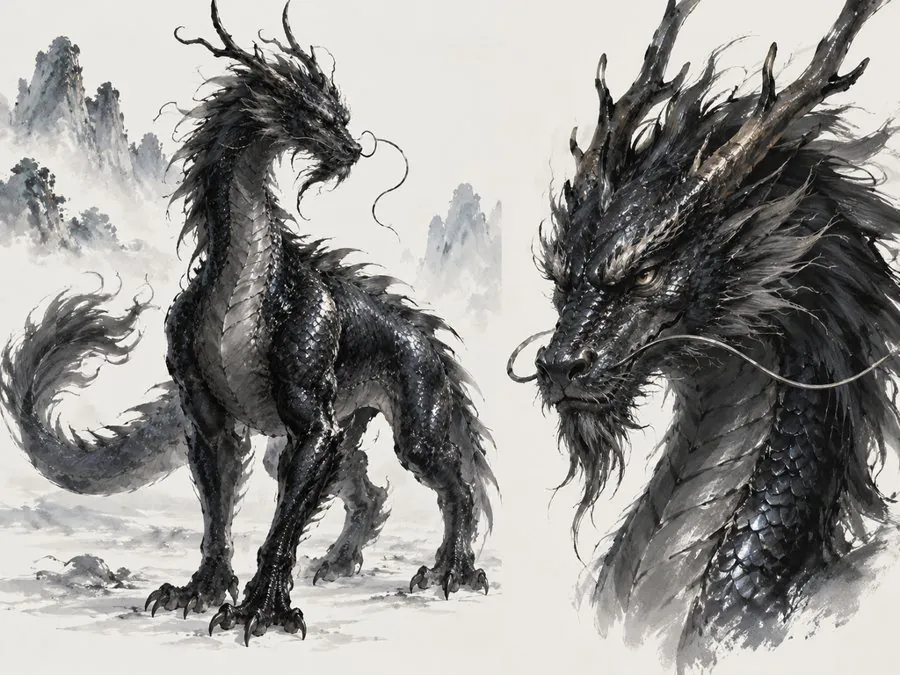 Character reference sheet: Black dragon