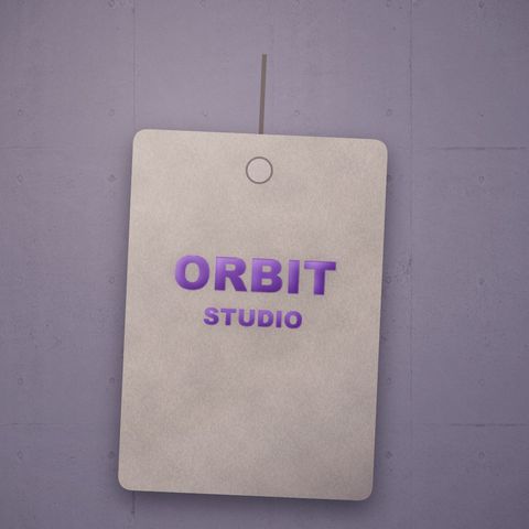 Hang tag logo animation scene — Foil-stamped kraft tag