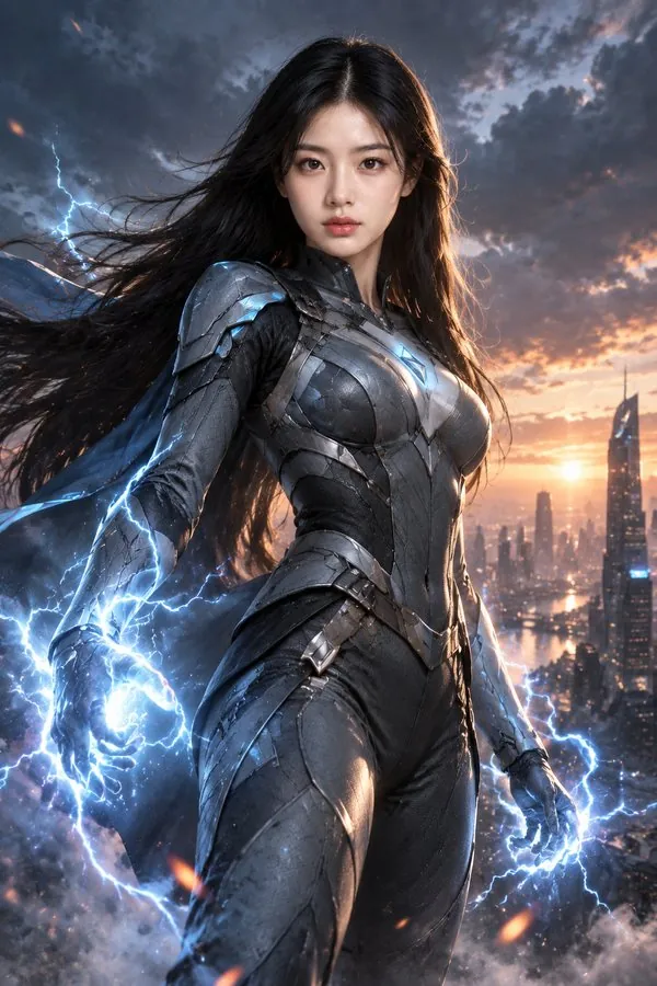 Superhero generator result: an original hero poster with the uploaded face — result