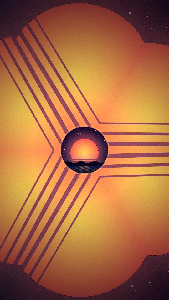 Six mirrored wedges turning around a round window. — rendered sample