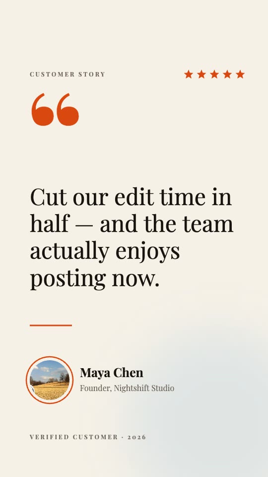 A quote, a name and a rating, in six seconds. — rendered sample