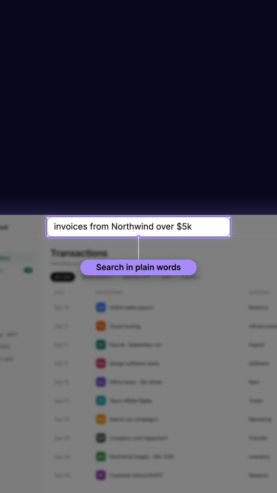 An aurora glow along the horizon, white type, a cursor that clicks into the UI. — rendered sample